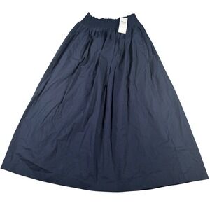 Calvin Klein Midi Skirt Women XS Dark Sapphire Smocked Waist Pockets SP44611171